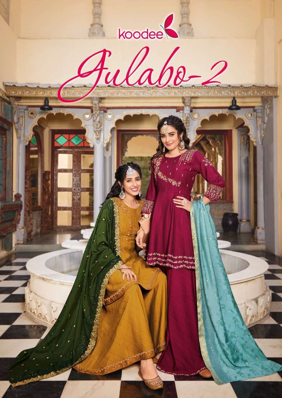 koodee gulabo vol 2 series 6064-6066 fancy viscose readymade suit 