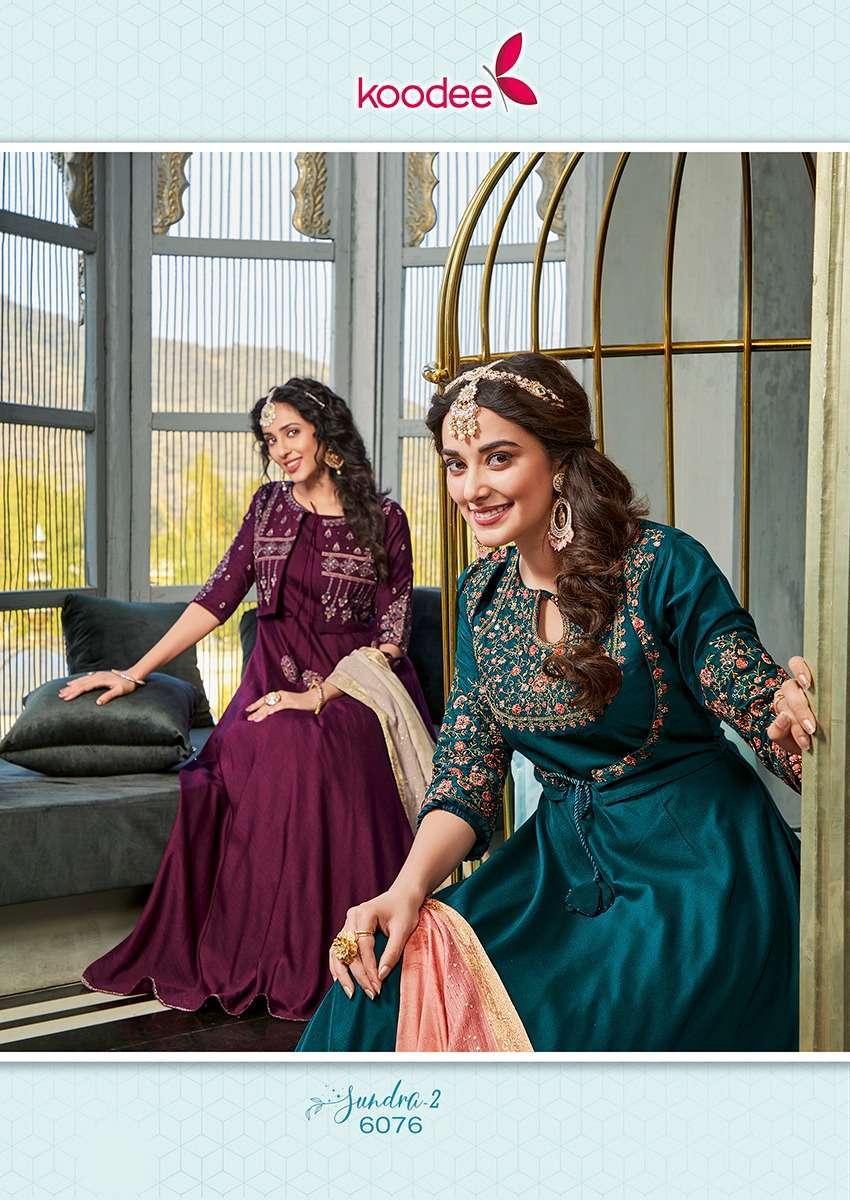 koodee sundra 2 series 6073-6078 fancy viscose kurti with dupatta 