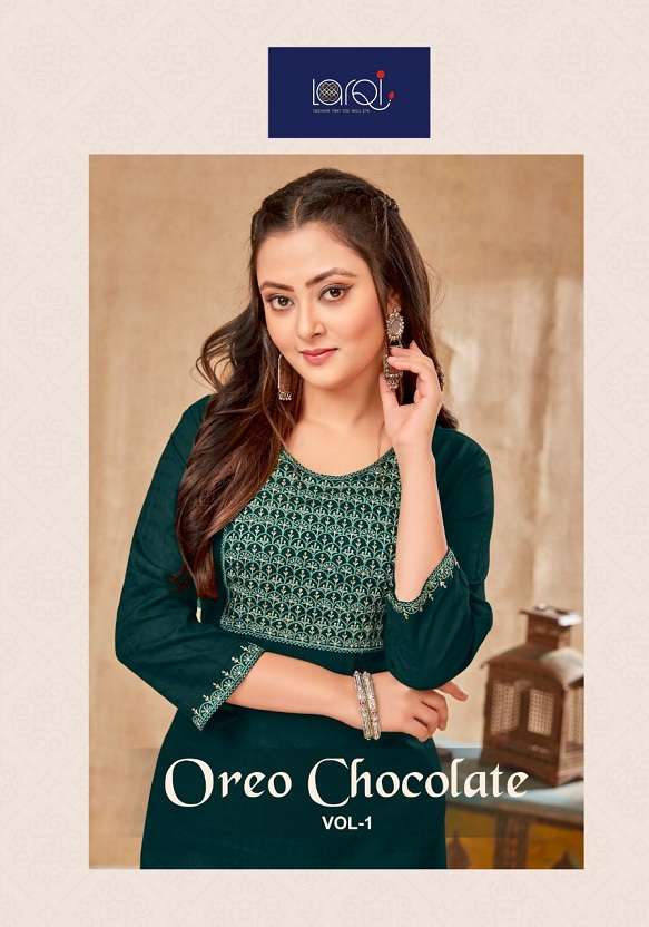 Larqi Oreo Chocolate Vol-1 series 1001-1004 rayon dobby kurti 