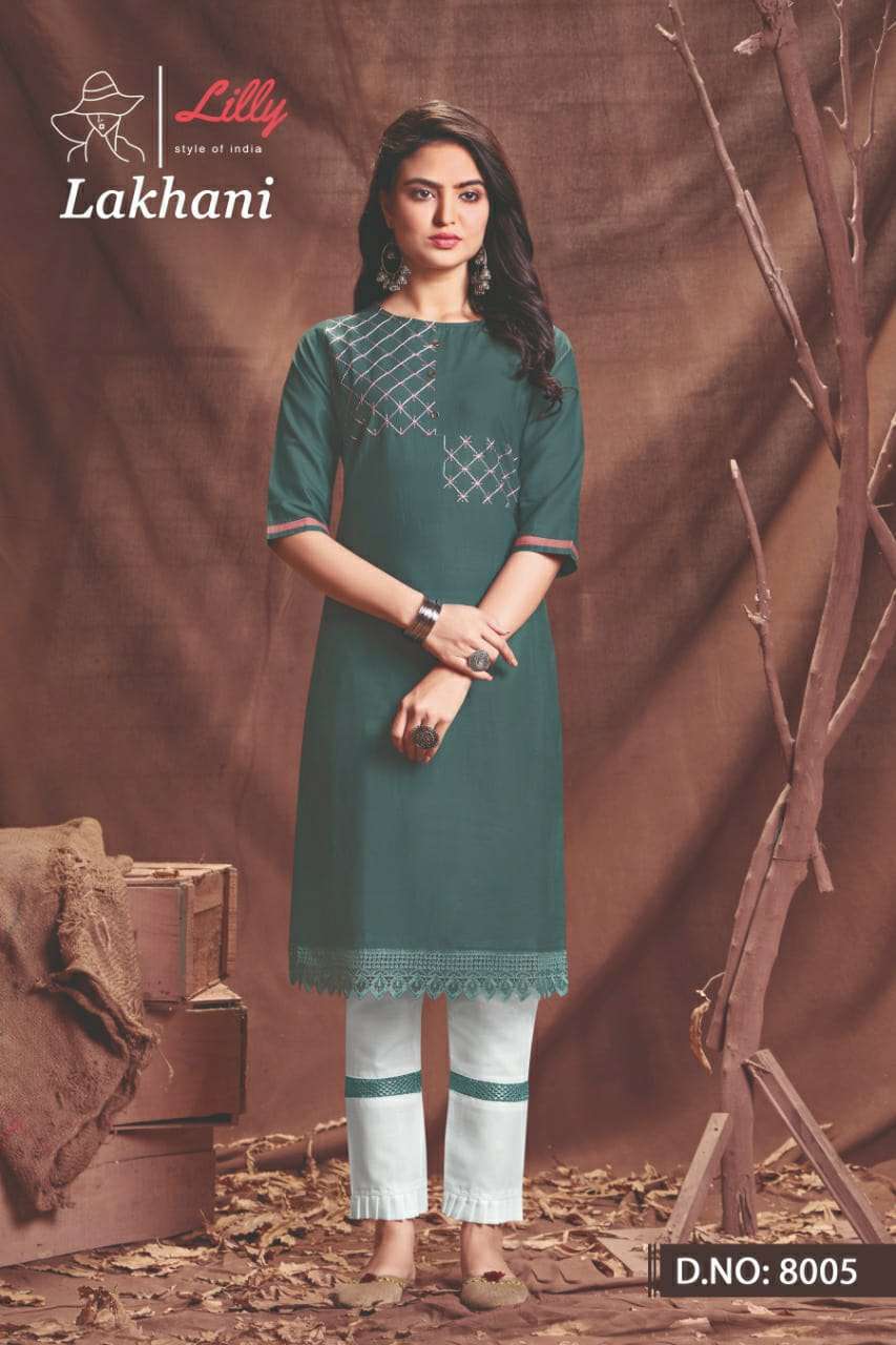 lilly lakhani series 8001-8006 bitalian viscose cotton kurti 