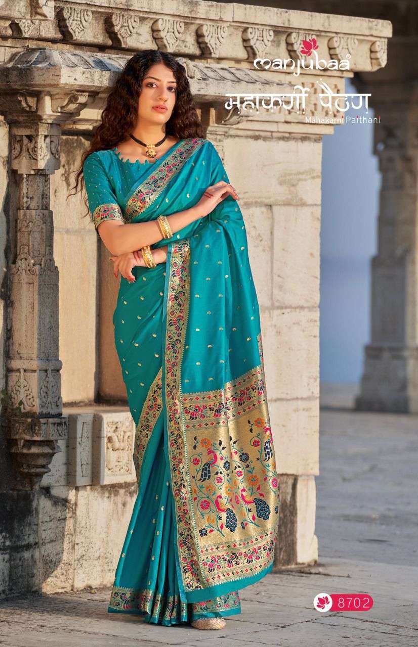 manjubaa mahakarni paithani series 8701-8706 banarasi soft silk saree