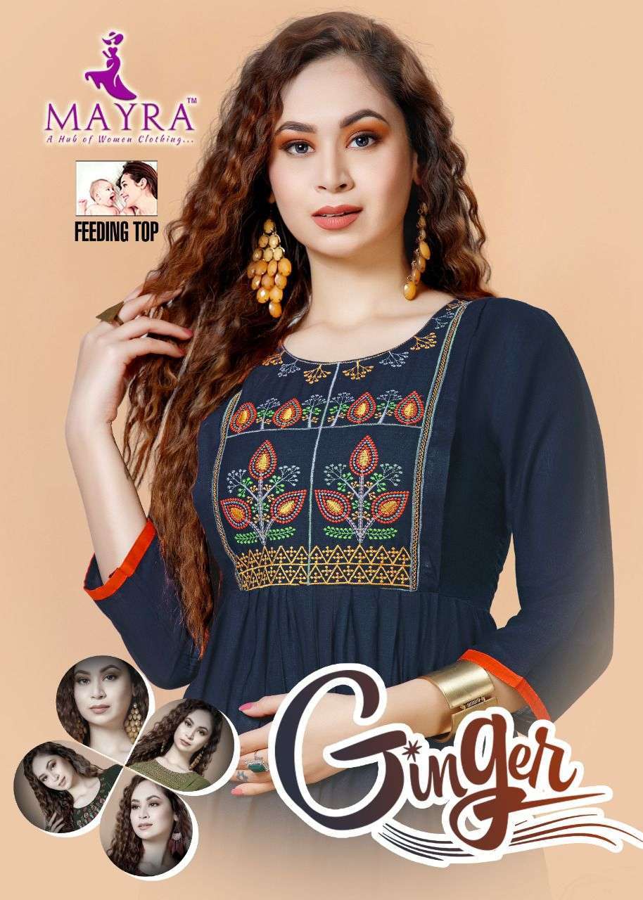 mayra ginger series 21001-21008 14 kg rayon slub kurti 