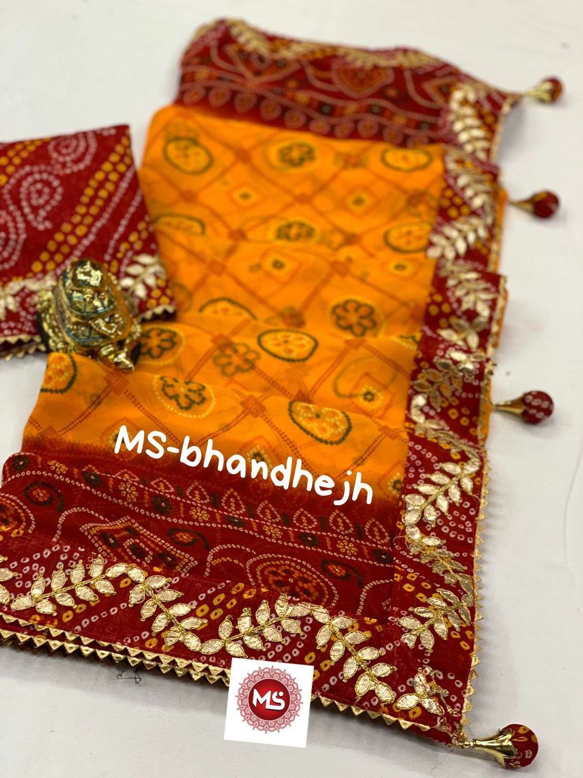 MS BHANDHEJH DESIGNER WEIGHTLESS BANDHNI PRINT SAREE 