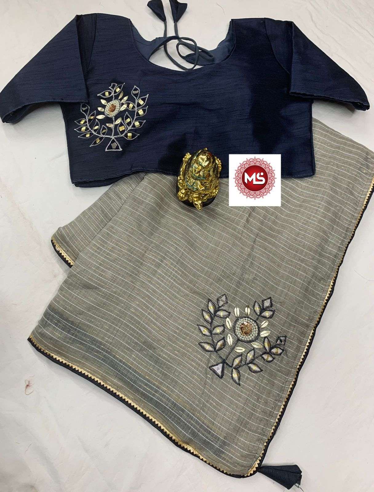 MS BRAND BANGALI LEATHER DESIGNER KHADI SILK COTTON BASE SAREE 