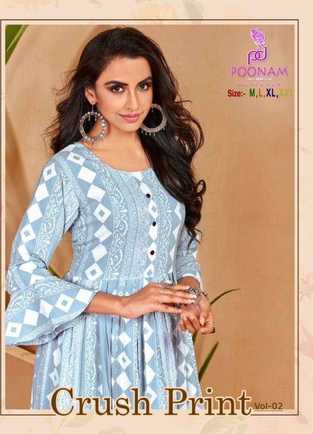poonam crush print vol 2 series 1001-1004 imported viscose cotton kurti