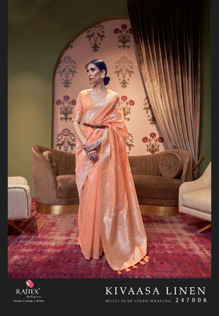 rajtex kivaasa linen series 247001-247006 pure linen weaving saree