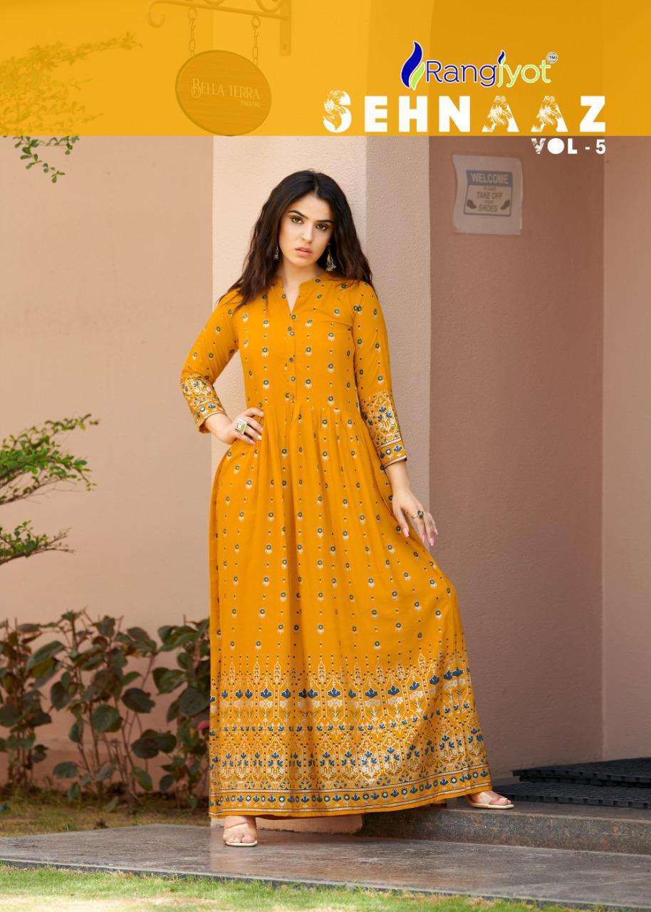 rangjyot shehnaaz vol 5 series 501-508 14 kg rayon kurti 