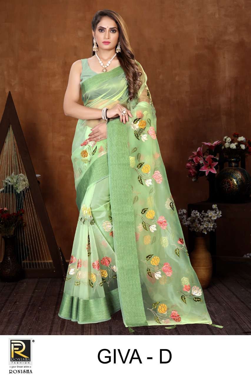 ranjna saree giva organza embroidery work saree