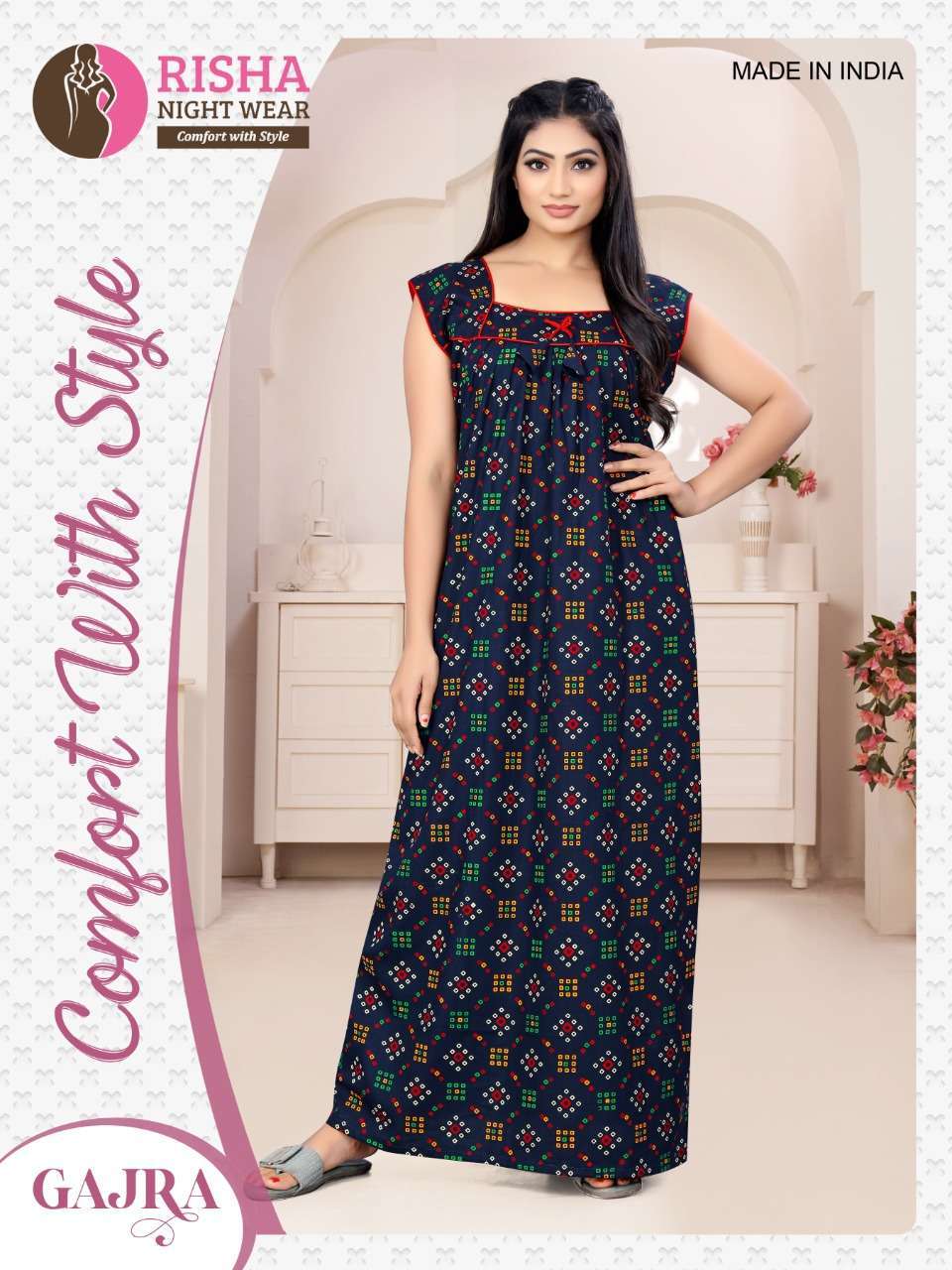 risha gajra cotton free size nighty