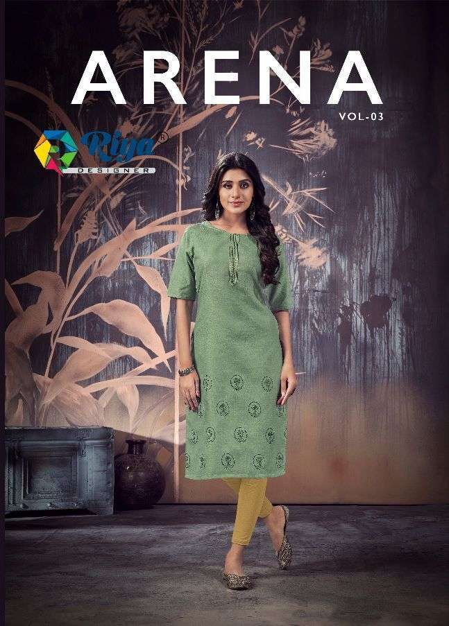 riya arena vol 3 series 3001-3006 cotton slub kurti 