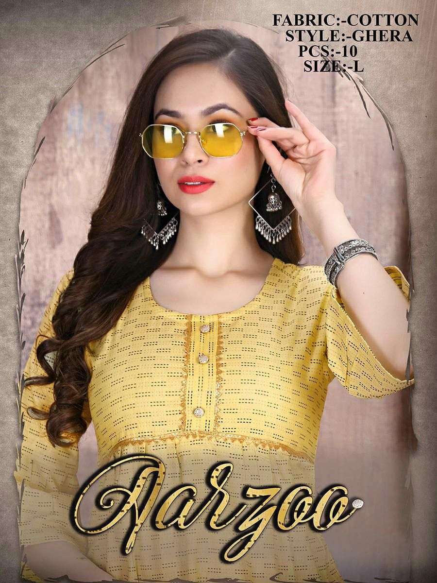 riyaa aarzoo series 01-10 cotton ghera pattern kurti 