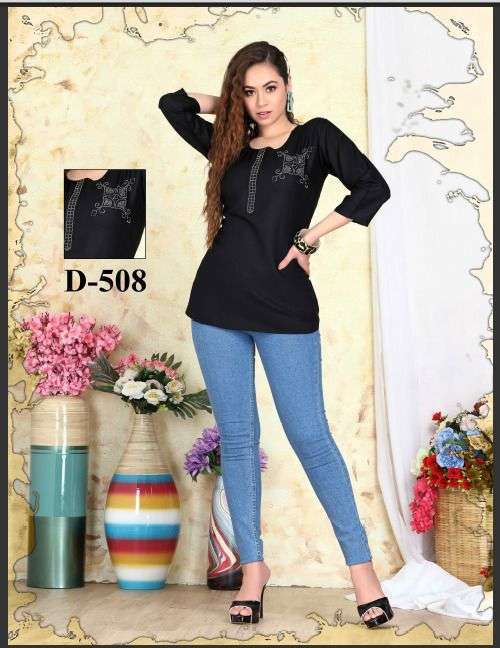 riyaa aloka series 501-508 heavy rayon stone work kurti 