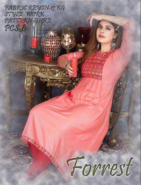 riyaa forrest series 201-206 heavy rayon 17 kg kurti 