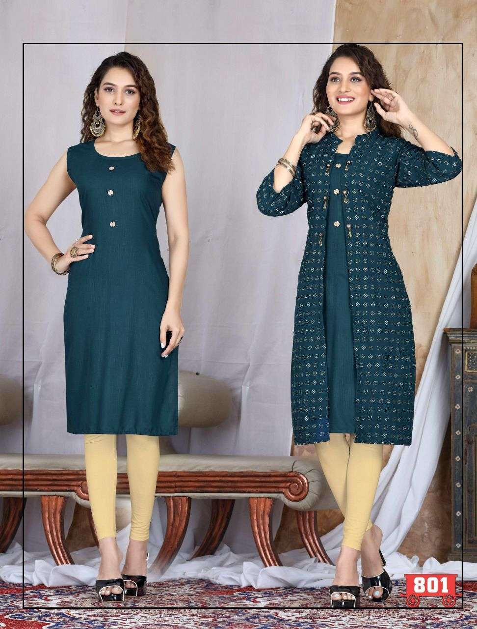 riyaa shruti series 801-806 heavy rayon rubber work kurti 