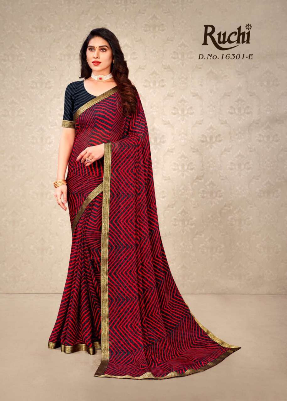 ruchi simayaa lehriya special 16301 Chiffon Saree with Banarsi border