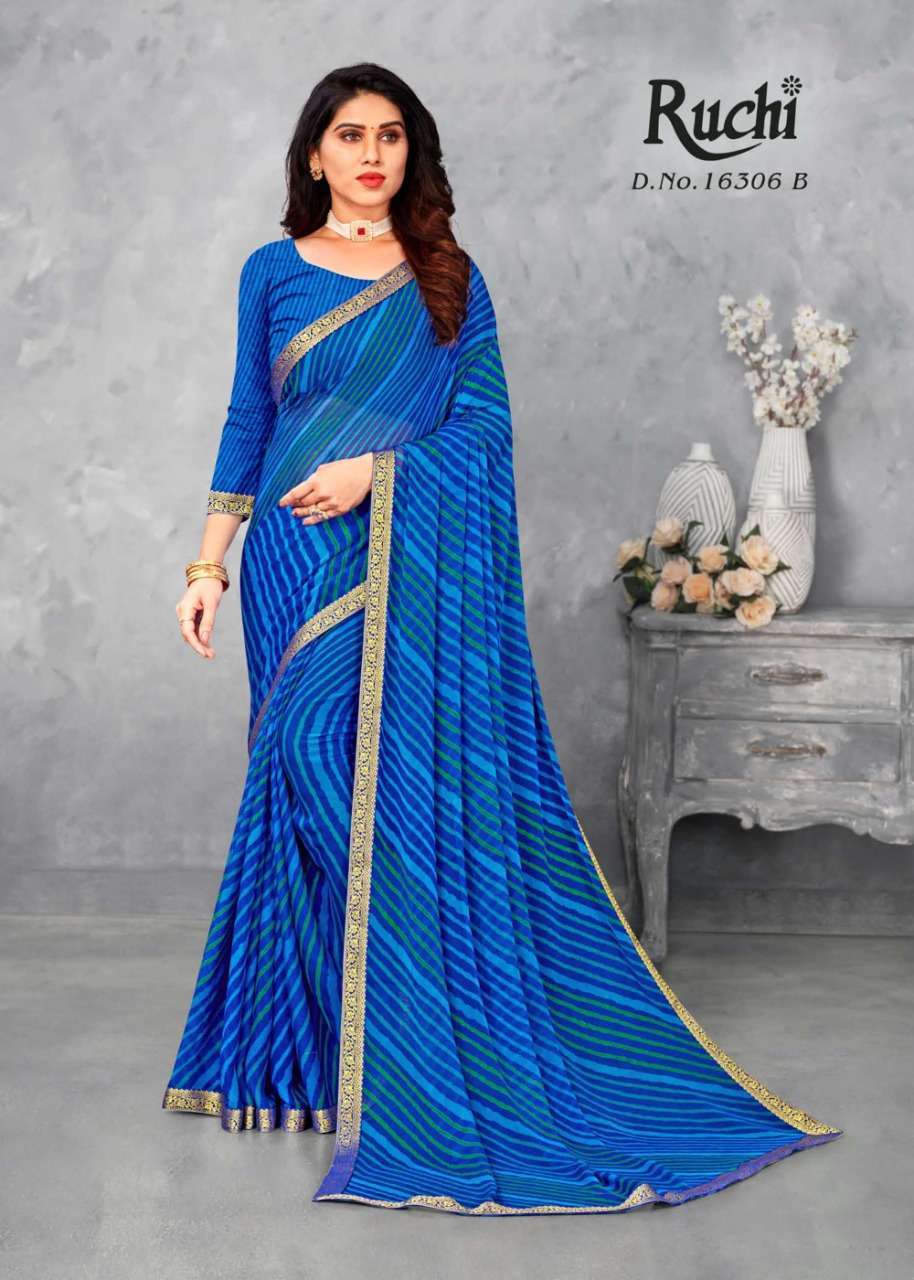 ruchi Simayaa Lehriya Special 16306 Chiffon Saree with Banarsi border