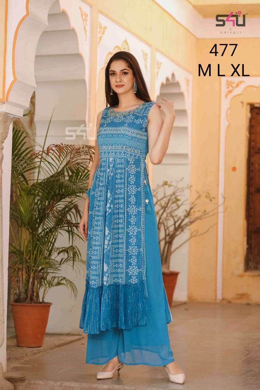 s4u 477 design combo set of party wear kurti with palazzo