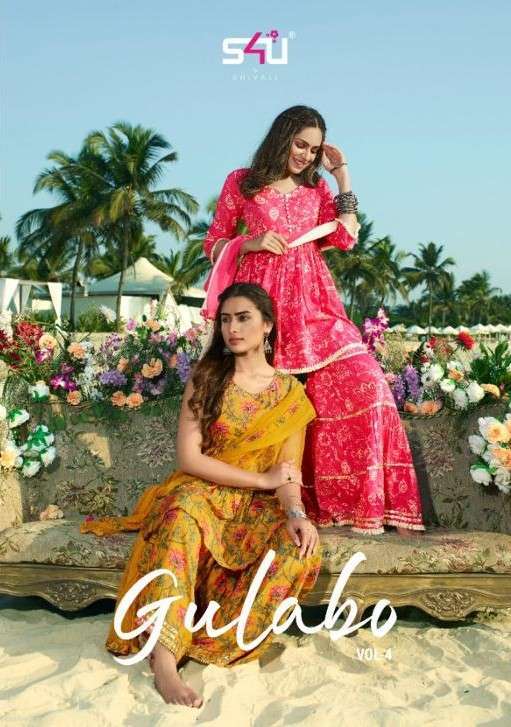 s4u gulabo vol 4 cotton and rayon sharara readymade suit 