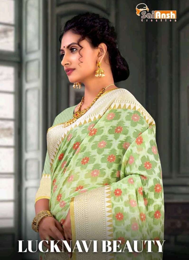 sai ansh lucknavi beauty series 1001-1006 Magic Chikankari meena soft saree