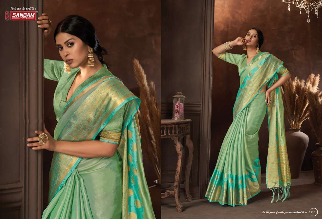 sangam prints chandrika series 1917-1922 organza zari woven saree