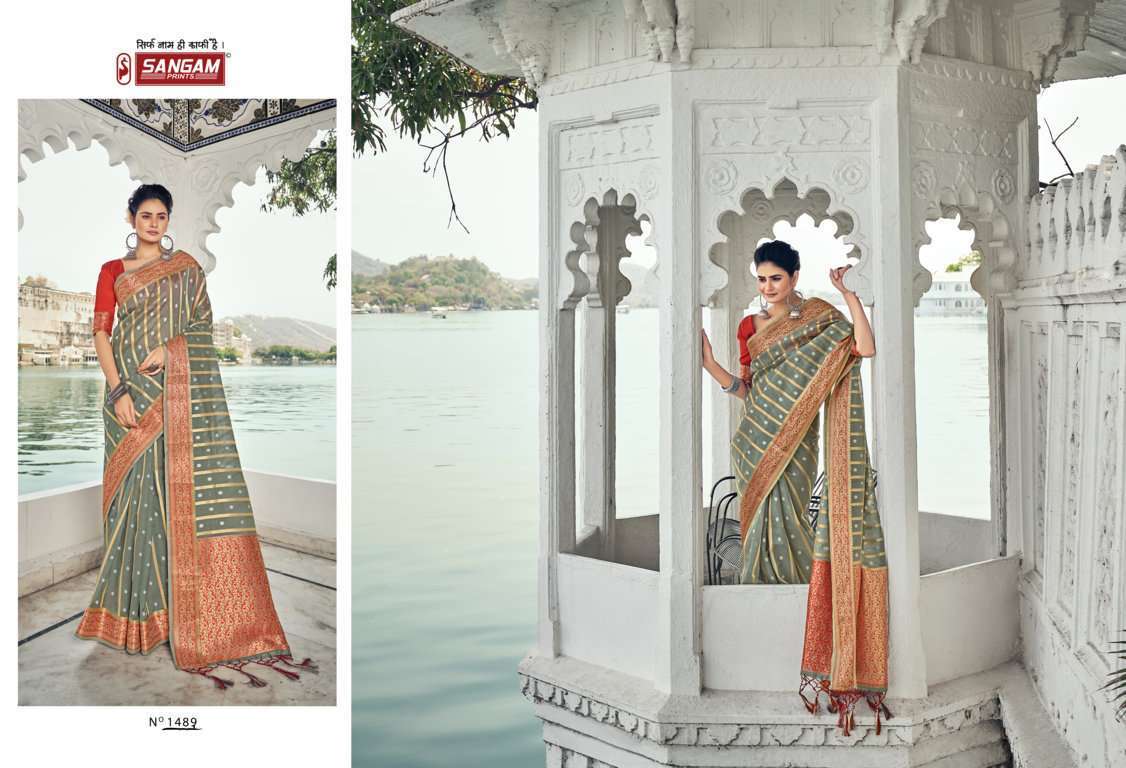 sangam prints saraswati series 1489-1494 organza saree
