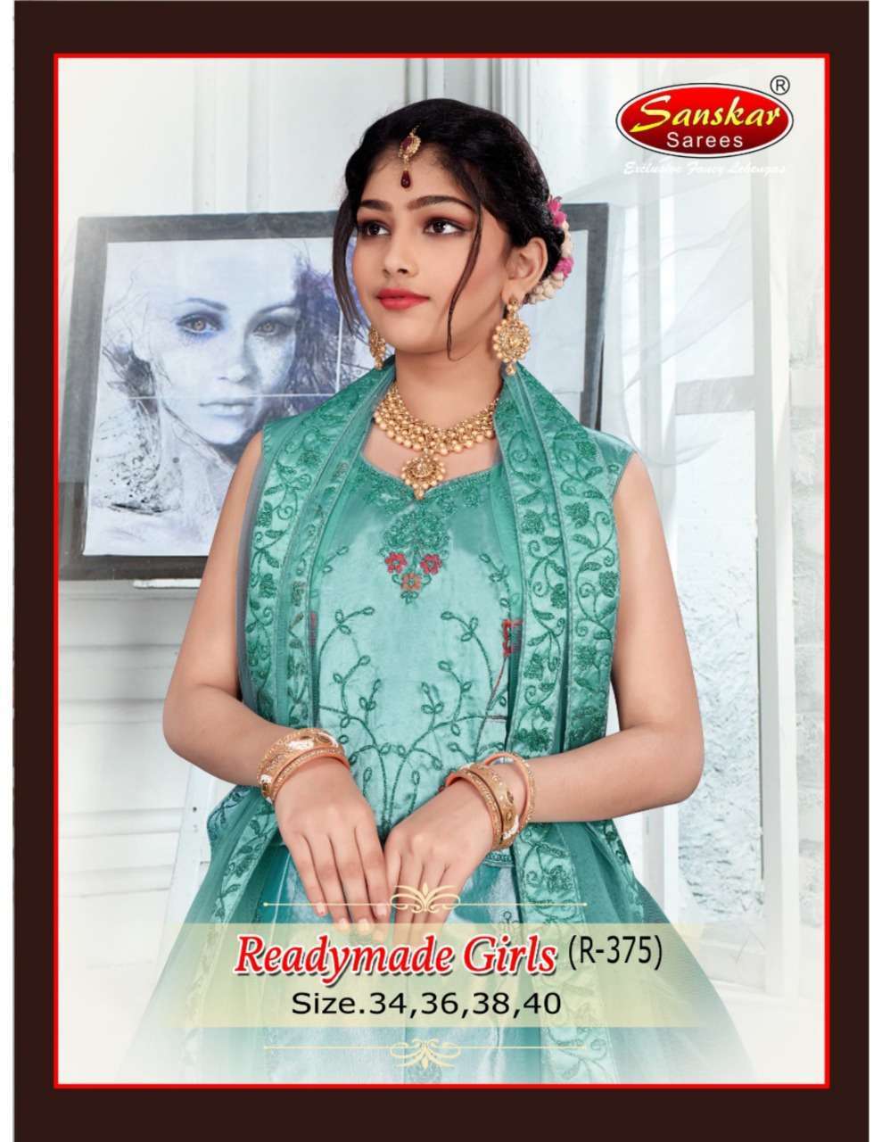 sanskar style readymade girls series R-375 pure satin kids lehenga