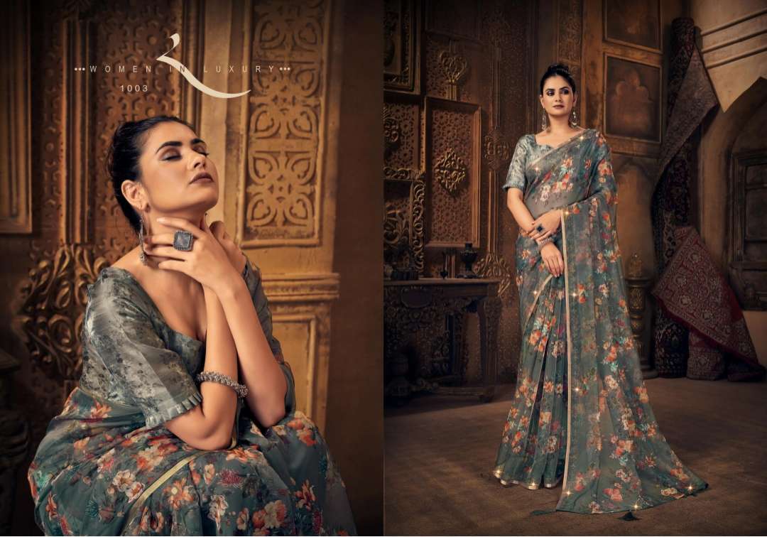 saroj shadow series 1001-1008 Organza with pure Digital Print saree