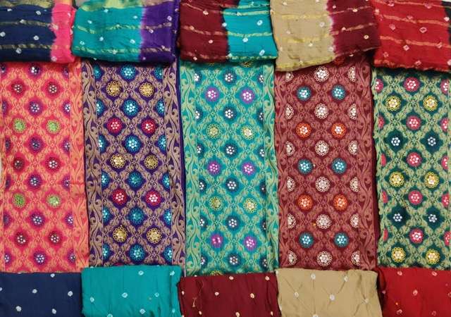 SC Zecord Heavy Bandhej With Work Pure Satin Cotton  suit