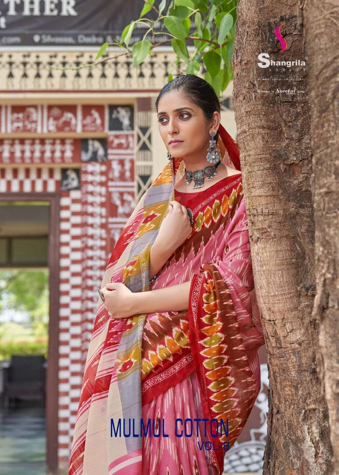 Shangrila mulmul cotton vol 8 ikkat Handloom Prints saree