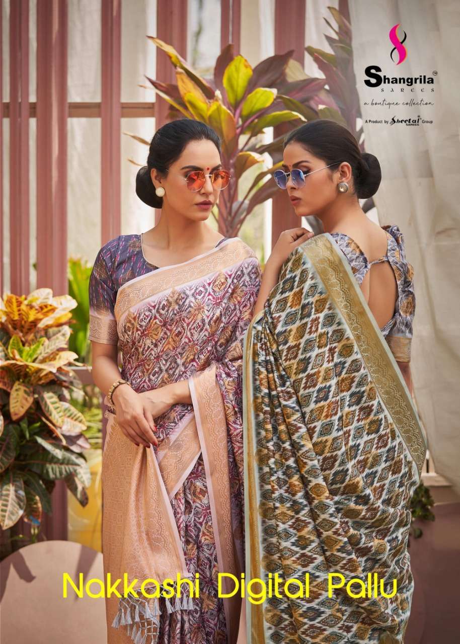 Shangrila nakkashi digital pallu Pure Digital Prints saree