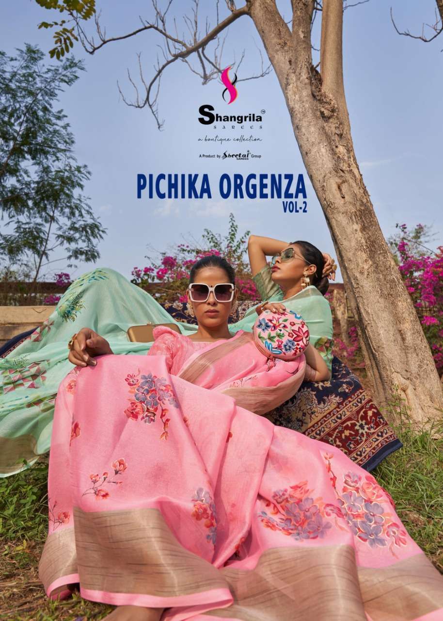 Shangrila pichika orgenza vol-2 Pure Slub Organza saree