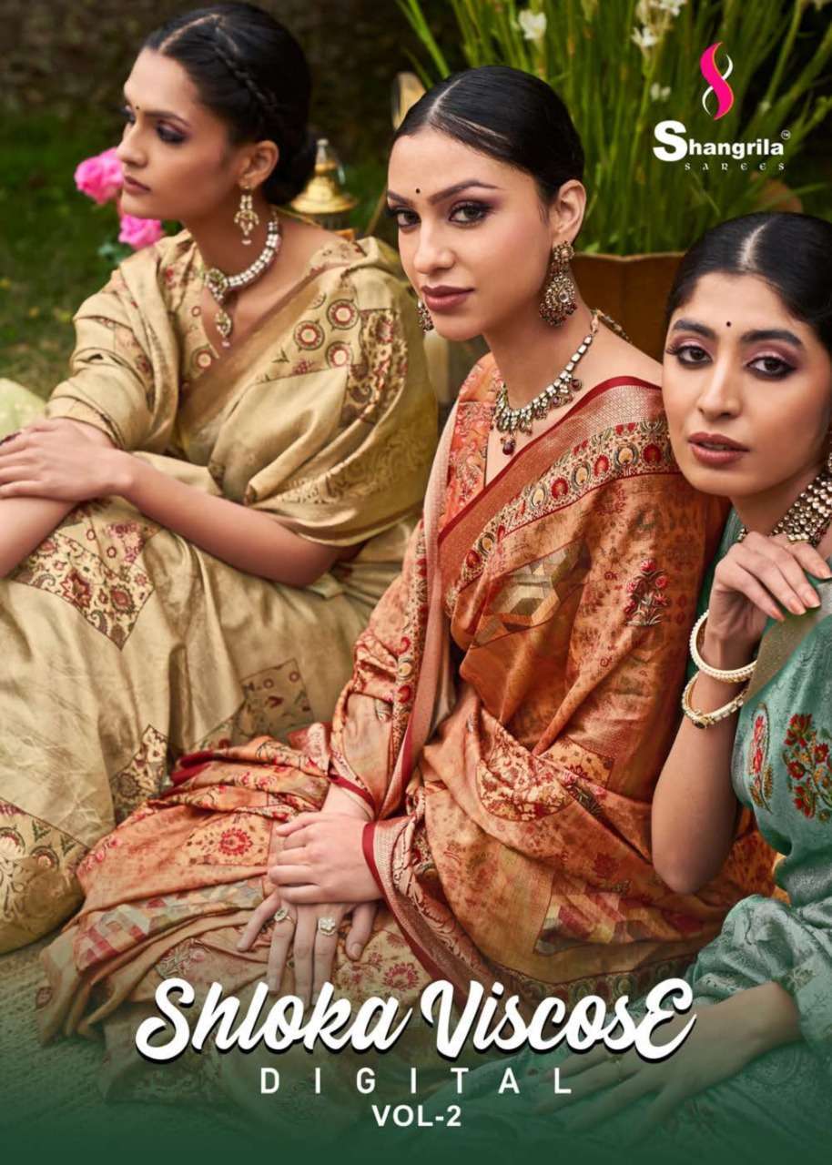 Shangrila shloka viscose digital vol 2 series 70351-70358 soft viscose saree