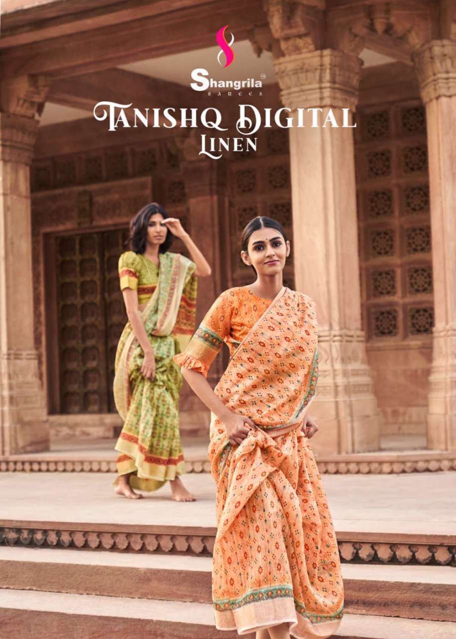 Shangrila tanishq linen digital series 70201-70208 pure linen saree