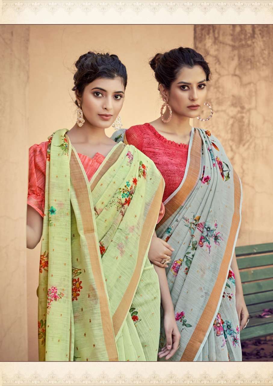 Shangrila varsha butti linen series 70551-70562 pure linen saree