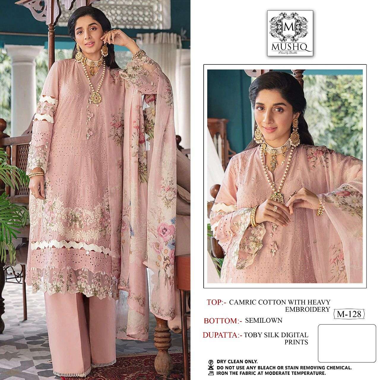 SHRADDHA MUSHQ M-128 DESIGNER PURE LAWN COTTON SUIT 