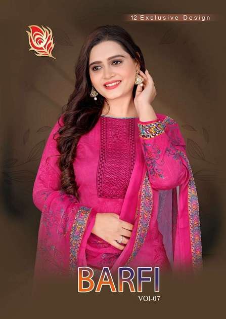Shreya Barfi Vol-7 series 7001-7012 leon synthetic suit 