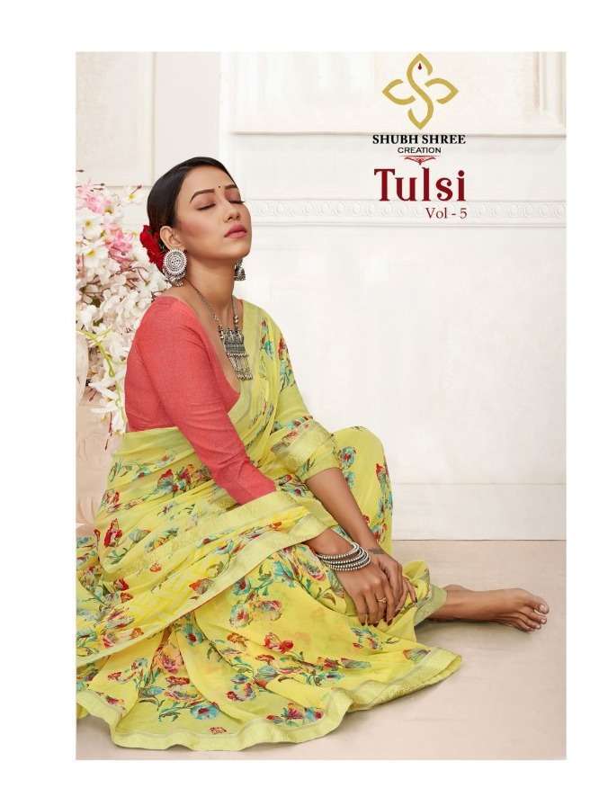 shubh shree tulsi vol 5 series 5001-5006 weightless saree