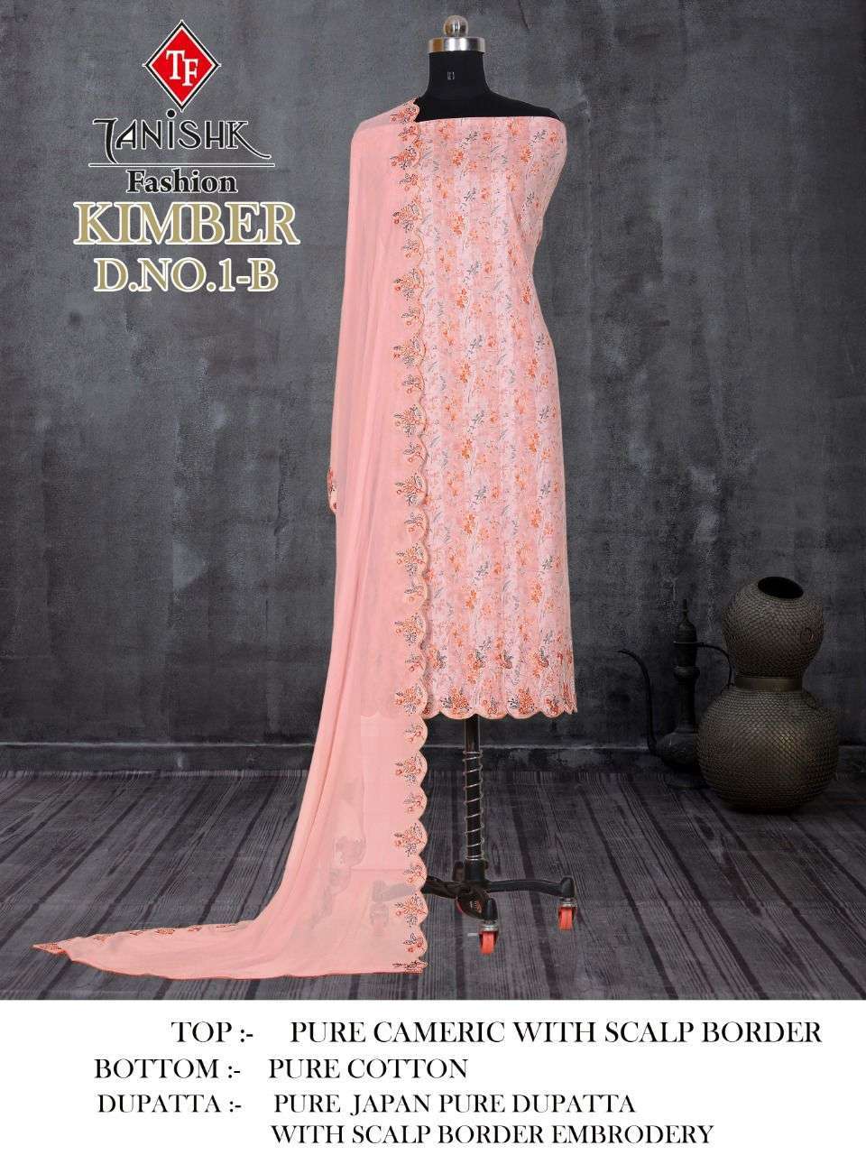 tanishk kimber pure cambric suit with scalp border