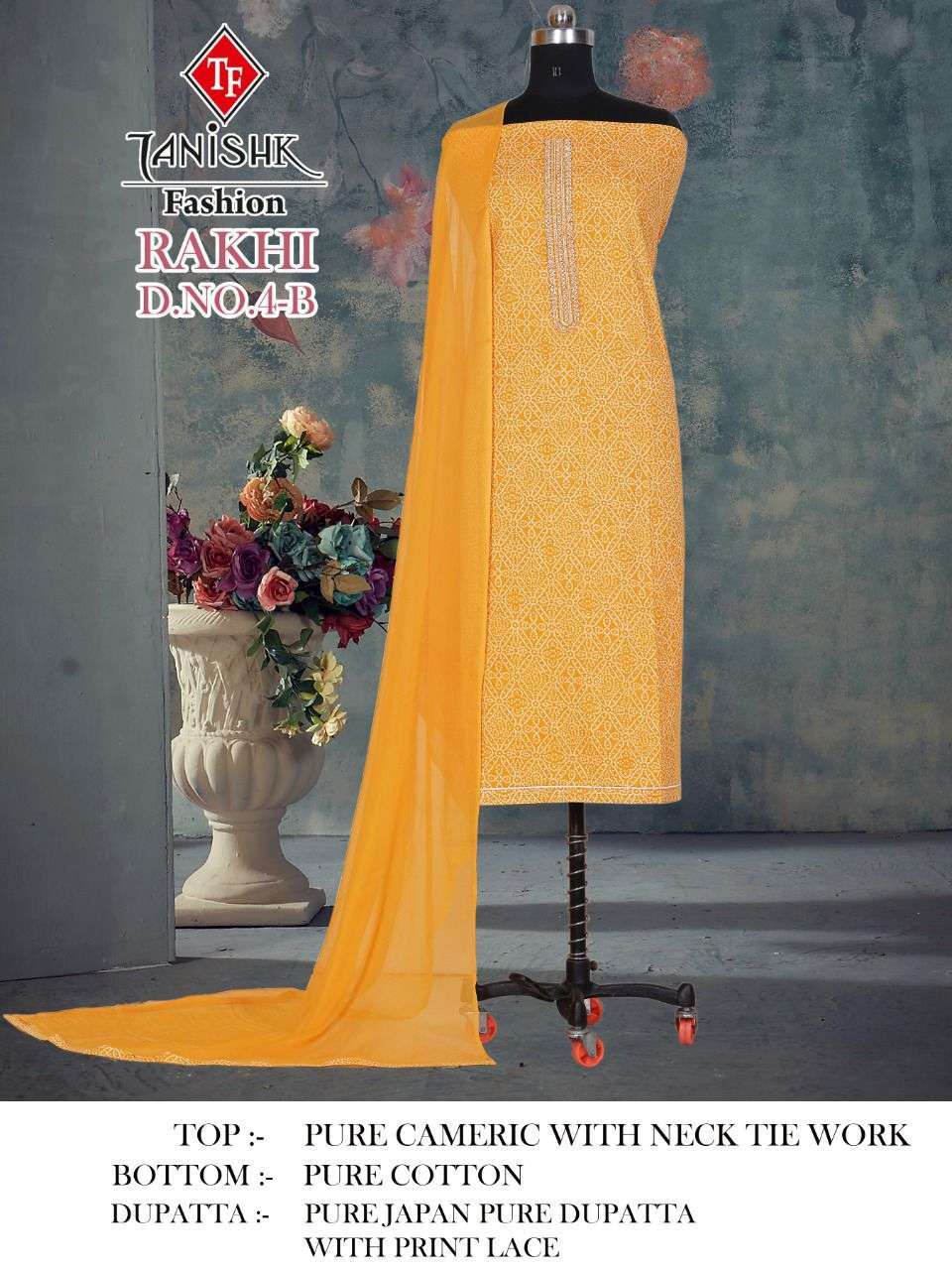 tanishk rakhi pure cambric cotton with net work suit 