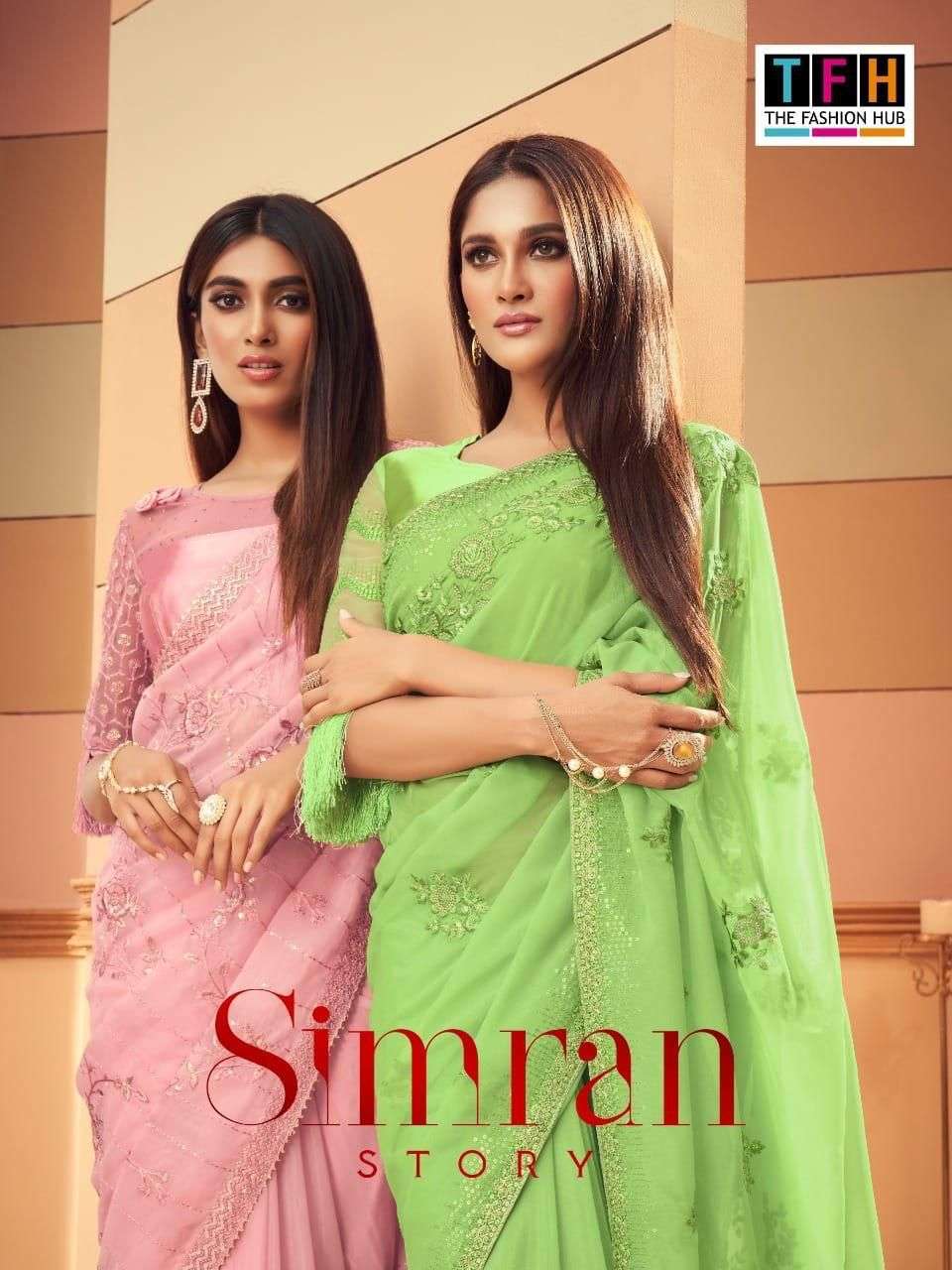TFH SMIRAN STORY DESIGNER GLASS SILK SAREE 