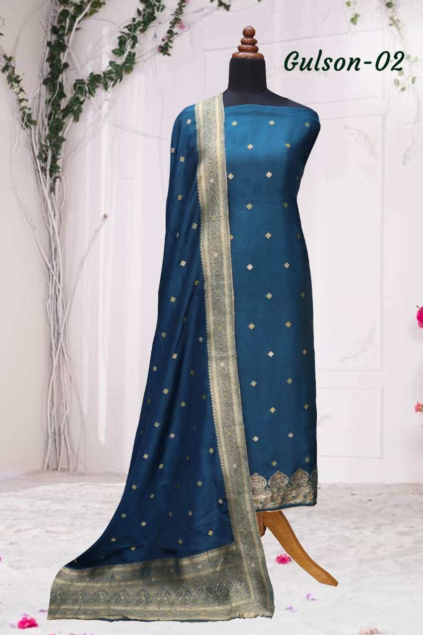 vedanti gulson 01 or gulson 02 dola pure viscose jacquard silk suit