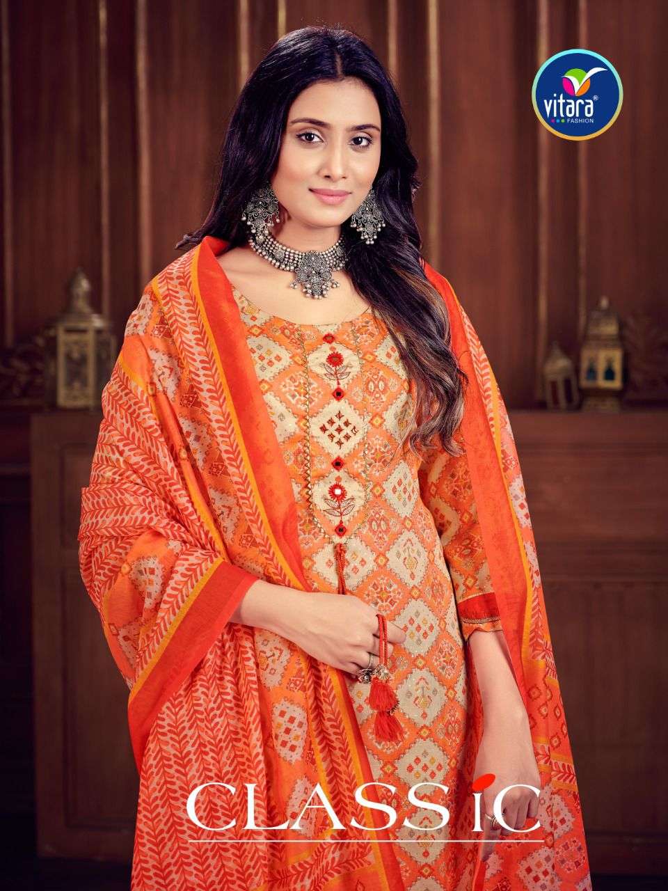 vitara classic series 1001-1004 rayon print with mirror work readymade suit 
