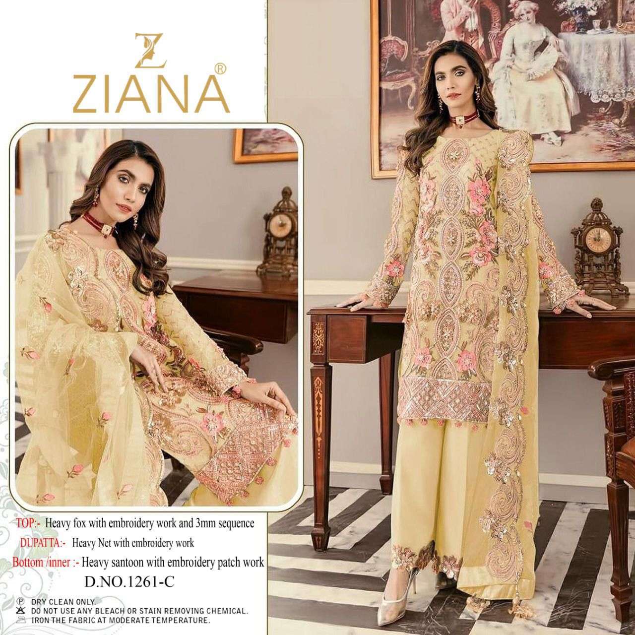 ziana 1261 design colours faux georgette embroidery dress material