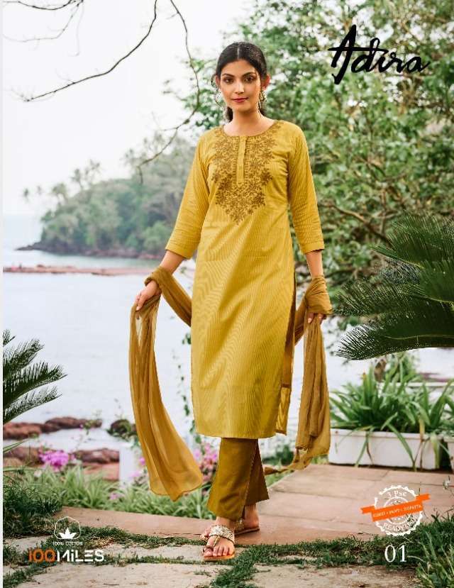 100 miles adira series 01-04 pure cotton readymade suit