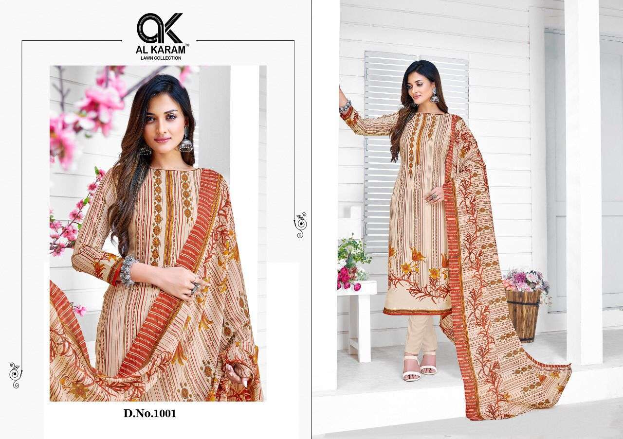 Al Karam Mahjabeen series 1001-1006 pure soft cotton suit