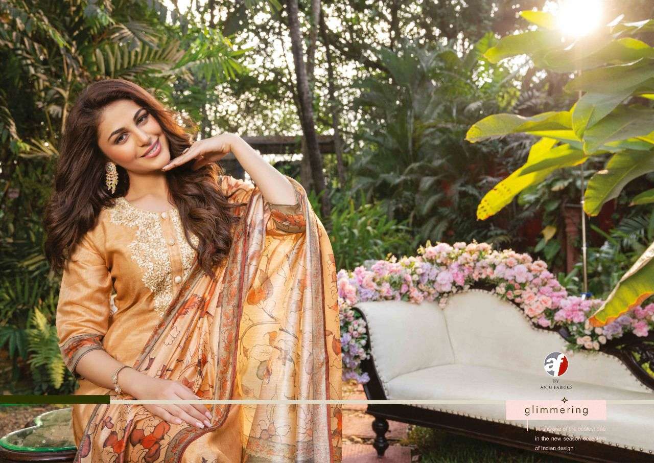 anju fabrics golden meadows series 2421-2426 chanderi silk readymade suit 