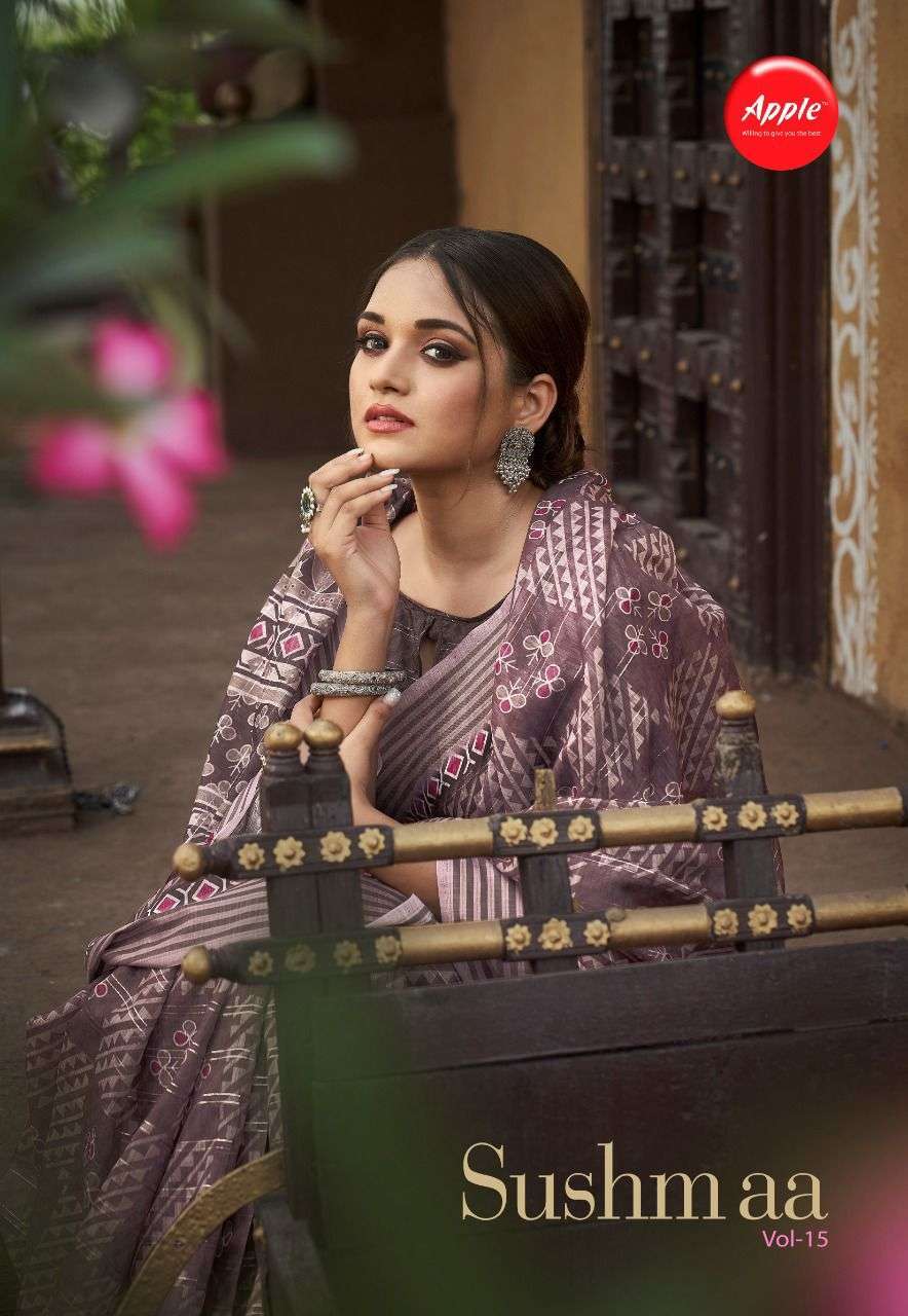 apple sushmaa vol 15 series 1501-1508 soft linen saree