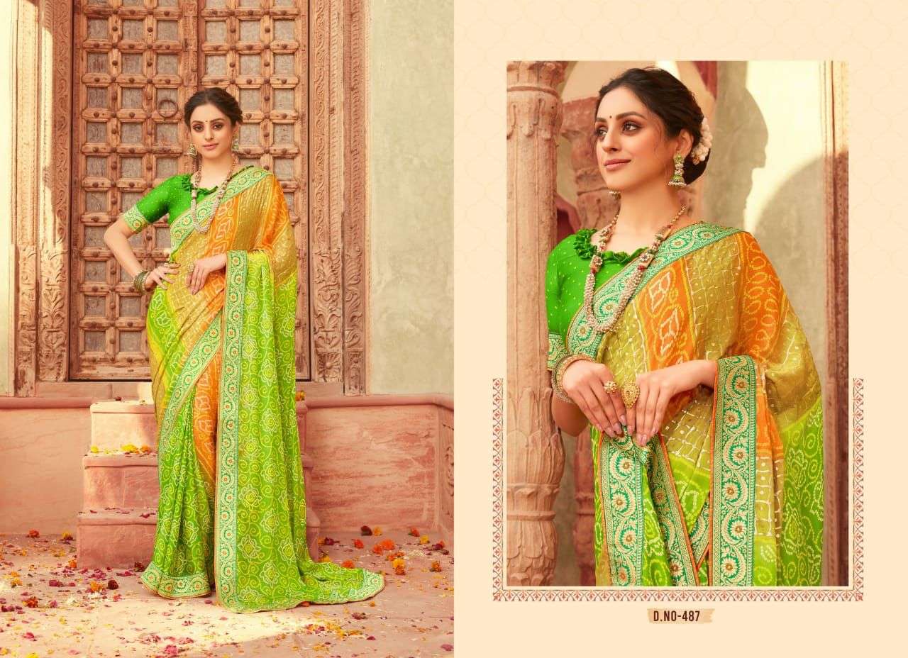BANDHAN DESIGNER HAND PRINT BANDHANI JAIPURI SAREE 