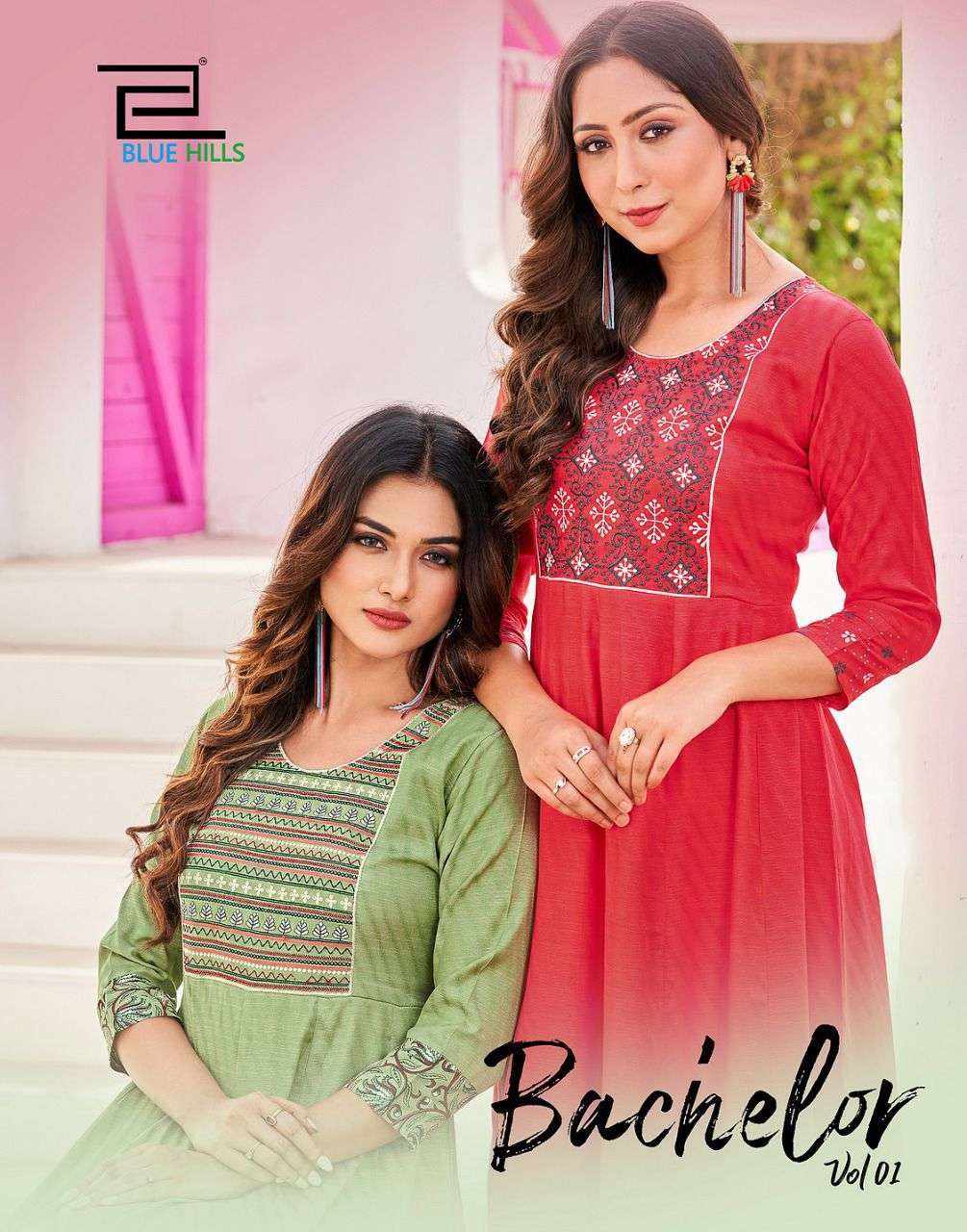 blue hills bachelor vol 1 series 1001-1008 14 kg rayon dobby kurti 