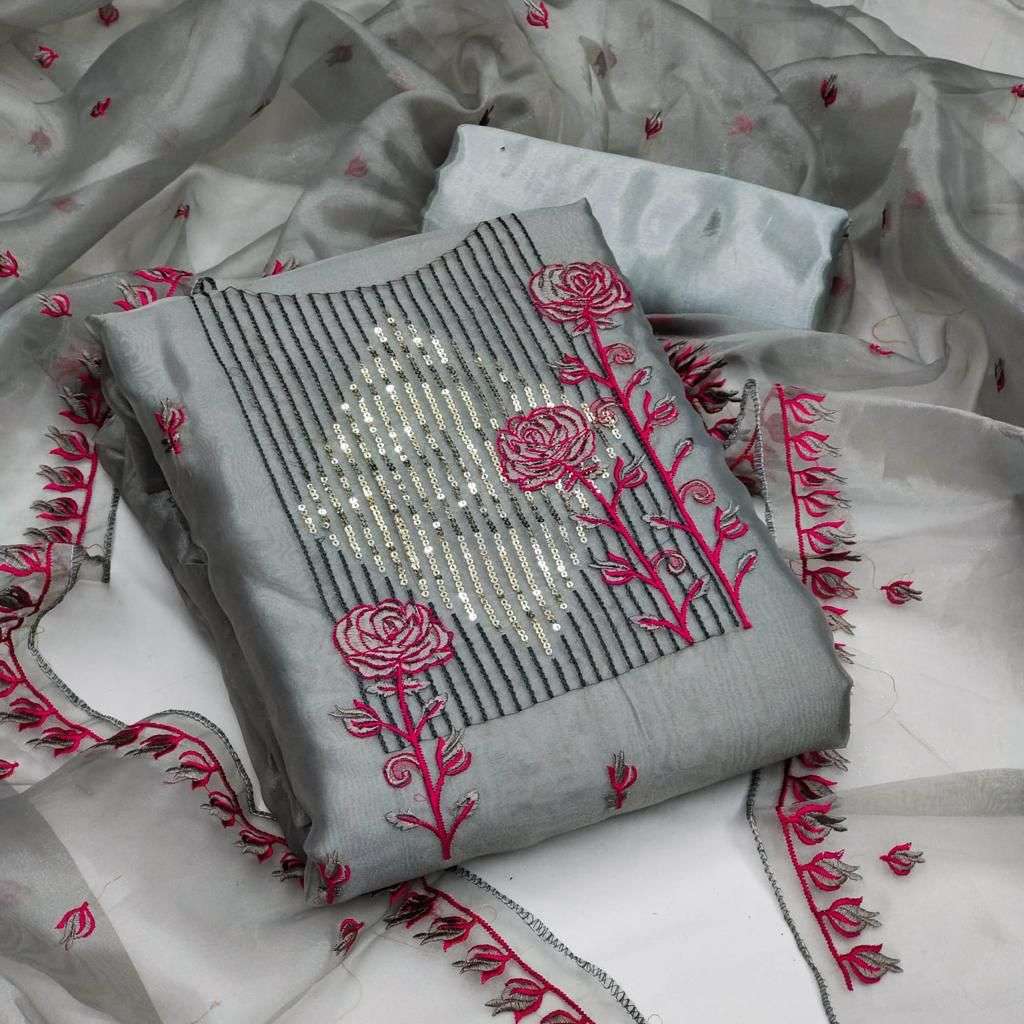 BT-12 DESIGNER TISSUE EMBROIDERY WORK NON CATALOG SUIT